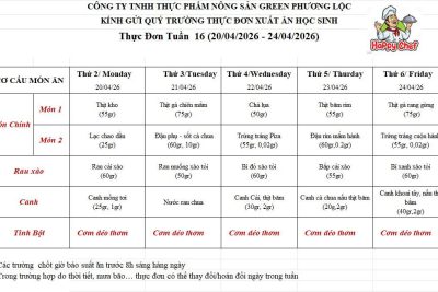 Thực đơn Tuần 16 (20/4-24/4)